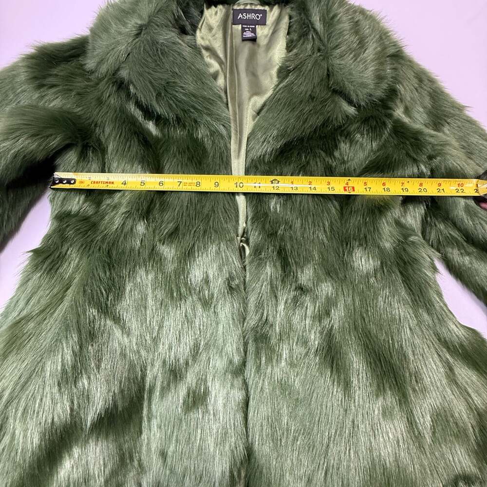 Ashro Madelyn Olive Green Faux Fur Coat - Picture 8 of 12